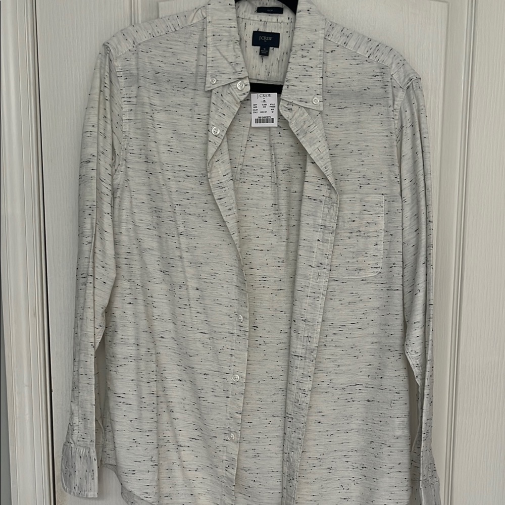 J Crew White Speckled Button-Up Shirt